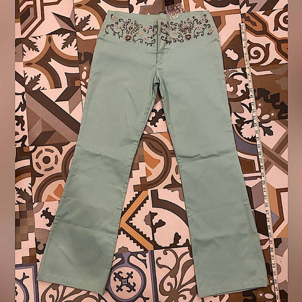 Ladies FRAY Aqua Beaded Pants NWT